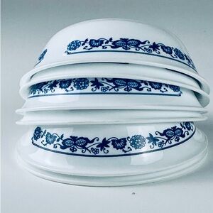 Set of 6 - Corelle Blue Onion Old Town Soup Bowls 6 1/4” w